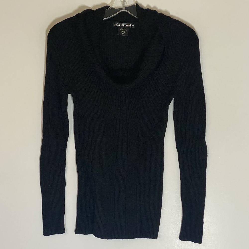 United States Sweaters Sweater Womens Medium Black Cowl Neck Ribbed Classic Nice